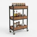 Kệ gia vị di động 50x26x93cm gỗ cao su khung chân sắt KB68101
