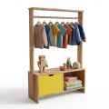 Kệ treo quần áo trẻ em 80x30x130cm gỗ cao su TREM005