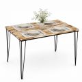 Bàn ăn 120x80cm gỗ tràm chân sắt BA68316