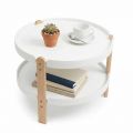 Bàn sofa tròn 2 tầng đường kính 62cm nhựa chân gỗ - ST3059B
