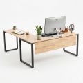 Bàn góc chữ L 170x180cm gỗ cao su hệ Rectang HBRT139