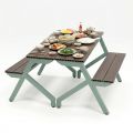 Combo 2 ghế băng liền bàn gỗ cao su 4 người ngồi GBD080