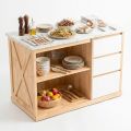 Bàn đảo bếp 120x61x85cm mặt đá gỗ cao su KISL014