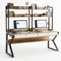 Bàn học kết hợp kệ sách 170x65x160cm gỗ cao su chân sắt sơn tĩnh điện FD68095