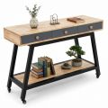 Bàn console di động có ngăn kéo 120x40x80cm gỗ cao su chân sắt CST118
