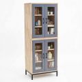 Tủ trang trí 60x40x150cm gỗ cao su chân sắt KTT68096