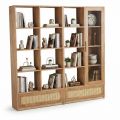 Kệ sách 182x40x180cm gỗ cao su cửa lưới mây KS68380