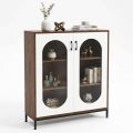 Tủ trang trí phòng khách 100x35x110cm gỗ cao su khung sắt KTT68109
