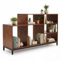 Kệ trang trí nhiều ngăn 110x50x92cm gỗ cao su chân sắt KTT68122