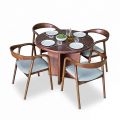 Combo bàn ăn tròn và 4 ghế gỗ cao su BBA243