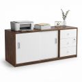 Tủ lưu trữ hồ sơ cửa lùa 136x55x60cm gỗ cao su THS68100