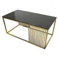 Bàn Sofa chữ nhật khung vàng đồng mặt kính đen TT68055