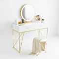 Bộ bàn ghế trang điểm khung vàng đồng BTD68053