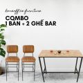 Combo bàn bar 120x45cm và 2 ghế bar chăn đệm CBCF090
