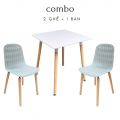 Bộ bàn ghế cafe mặt vuông chân gỗ CBCF142