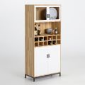 Tủ phòng ăn kết hợp tủ rượu gỗ cao su chân sắt TPA011