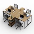 Bàn làm việc cụm 4 kết hợp kệ HBMN022