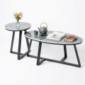 Bàn sofa đôi hình Elip mặt đá chân sắt TT68212