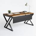 Bàn làm việc có tấm chắn 160x80cm gỗ tràm chân sắt BGD68066