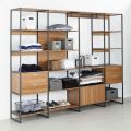 Hệ tủ kệ quần áo gỗ cao su khung sắt TQA68043