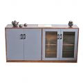 Tủ hồ sơ 2 tầng cửa kính gỗ cao su THS68056
