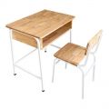 Bộ bàn ghế đơn trường học chân sắt gỗ cao su BGHS002