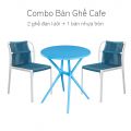 Combo bộ bàn ghế cafe nhựa màu xanh dương CBCF248