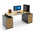 Bàn Gaming 160x70cm 2 hộc tủ gỗ cao su khung sắt GD68066