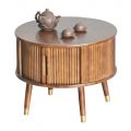 Bàn sofa tròn gỗ Ash cửa lùa mặt bàn gỗ cao su phủ veneer TT68260