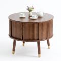 Bàn sofa tròn gỗ Ash cửa lùa mặt bàn gỗ cao su phủ veneer TT68260