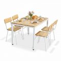 Combo bộ bàn ăn đơn giản và 4 ghế gỗ cao su chân sắt CBBA136