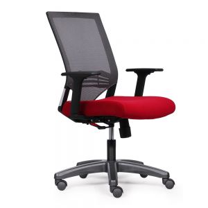 Ghế lưới văn phòng chân xoay lưng cao nệm màu đỏ, chân nhựa HOM1008-03 Ghế lưới văn phòng chân xoay lưng cao nệm màu đỏ, chân nhựa HOM1008-03