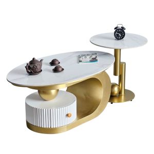 Bàn sofa đôi mặt đá chân sắt TT68288