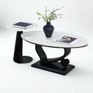 Bàn sofa đôi mặt đá ceramic chân sắt TT68287