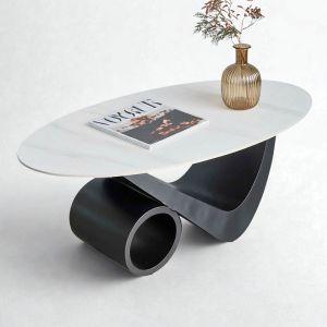 Bàn sofa elip 120x60x45cm mặt đá ceramic TT68297