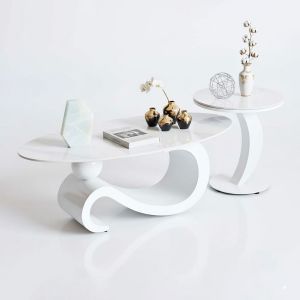 Bàn sofa đôi mặt đá ceramic chân sắt TT68300