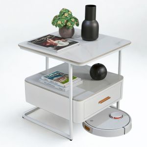 Bàn tab vuông có ngăn 55x55cm mặt đá chân sắt SST036