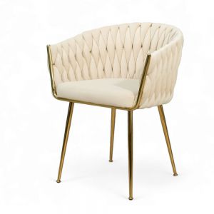 Ghế ăn vải đan sợi to chân sắt mạ vàng GAK658