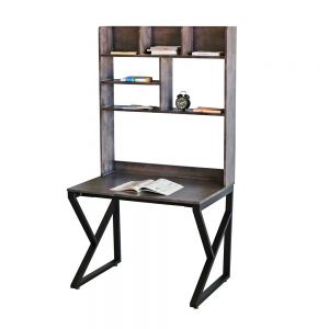 Bàn liền kệ sách 100x70x185cm gỗ cao su chân chữ K FD68067