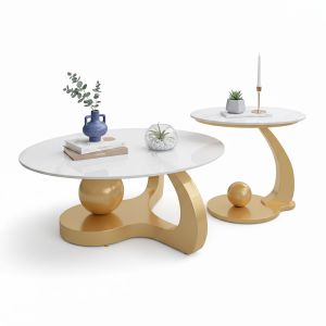 Bộ bàn sofa đôi mặt đá chân sắt TT68307