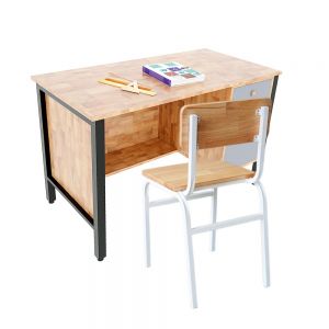 Combo bộ bàn ghế giáo viên gỗ cao su CBGV001
