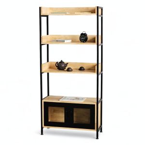 Kệ trang trí có ngăn tủ 74x30x160cm gỗ cao su KS68266