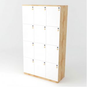 Tủ Locker 12 ngăn khóa số 100x45x160cm gỗ cao su THSL008