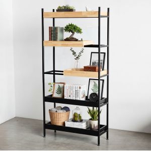 Kệ ray trượt 5 tầng 82x30x170cm gỗ cao su KS68283