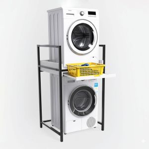 Kệ máy giặt máy sấy 80x77x150cm có ray trượt để giỏ đồ giặt KMG68018 Kệ máy giặt máy sấy 80x77x150cm có ray trượt để giỏ đồ giặt KMG68018