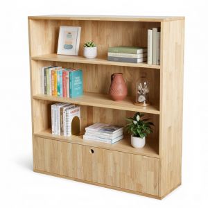 Kệ sách có ngăn kéo 98x30x106cm gỗ cao su KS68289