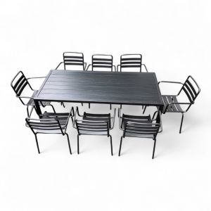 Bộ bàn 180cm và 8 ghế sắt ngoài trời - CBNT003