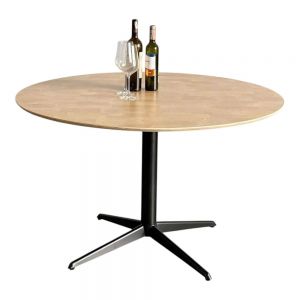 Bàn ăn tròn 120cm gỗ Plywood vân Cut Trunk chân sắt một trụ - BA68214