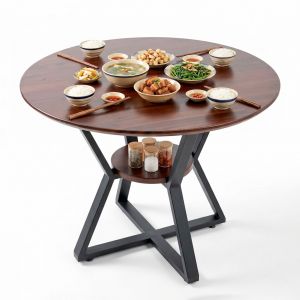 Bàn ăn tròn LEVO 1m Gỗ Tràm chân sắt sơn tĩnh điện - BA68210