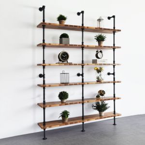 Kệ ống nước sắt 6 tầng gỗ tràm 160x25x220cm - PPF002